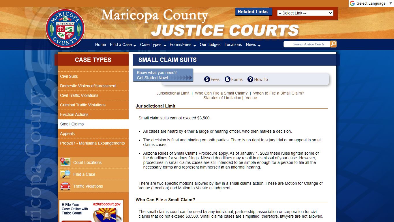 Small Claims - Maricopa County, Arizona